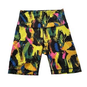 Lululemon black multicolor watercolor bike shorts size 6